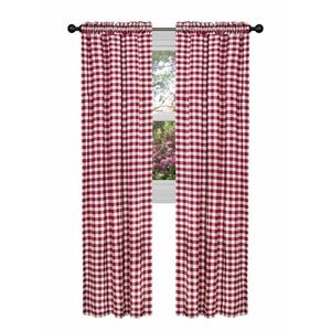 Wine Red Buffalo Check Plaid Tab Top Curtain {1pc}